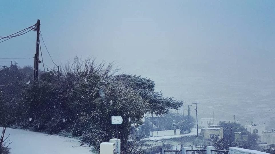 Χιόνισε στα ορεινά της Τήνου (εικόνες)